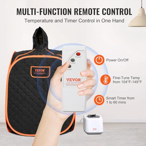 VEVOR Portable Steam Sauna Tent Personal Sauna Blanket Kit for Home Spa, Detoxify & Soothing Heated Body Therapy, Time & Temperature Remote Control with Floor Mat