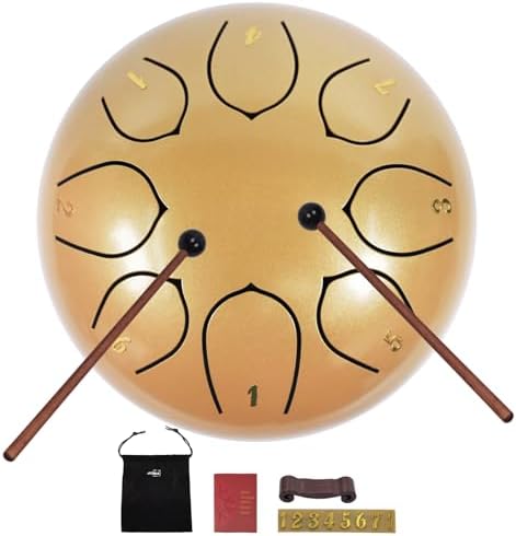 Steel Tongue Drum 11 Notes 6 Inches Steel Drum with Drum Bag, Music Book, Drum Mallets, Mallet Holder, Finger Picks and Stickers Tongue Drum for Yoga, Meditation, Prenatal Music Education