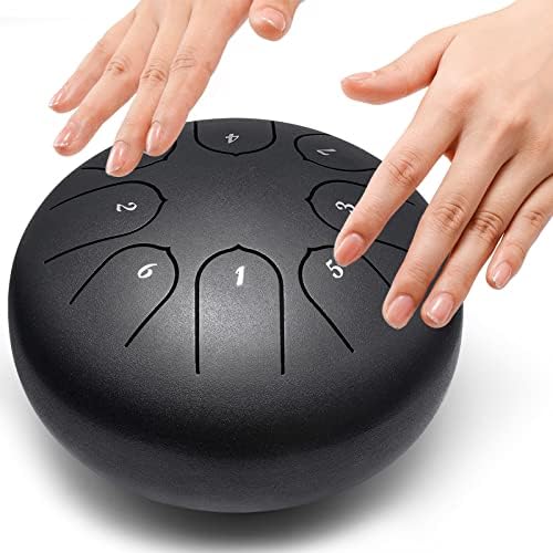Steel Tongue Drum 6 Inch 8 Notes Hand Drums with Bag Sticks Music Book, Sound Healing Instruments for Musical Education Entertainment Yoga Chakra Gifts (Malachite)