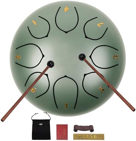 Steel Tongue Drum 11 Notes 6 Inches Steel Drum with Drum Bag, Music Book, Drum Mallets, Mallet Holder, Finger Picks and Stickers Tongue Drum for Yoga, Meditation, Prenatal Music Education