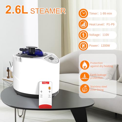 Portable Sauna Box, Portable Steam Sauna for Home with 2.6L Steamer, Remote Control, Portable Chair and Floor Mat, Full Body Personal Sauna Tent for Home Spa Relaxation, 9 Levels