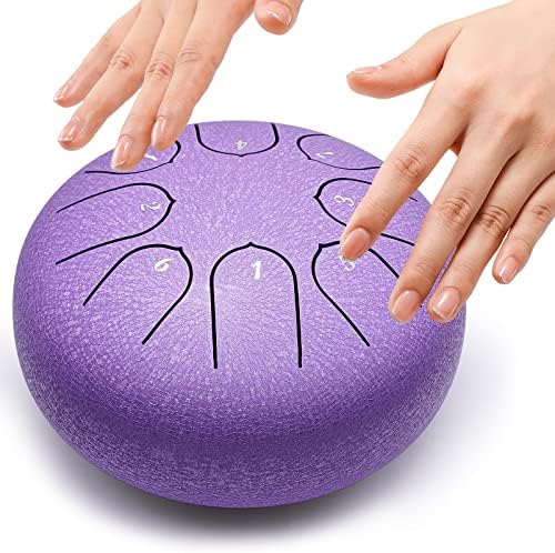 Steel Tongue Drum 6 Inch 8 Notes Hand Drums with Bag Sticks Music Book, Sound Healing Instruments for Musical Education Entertainment Yoga Chakra Gifts (Malachite)
