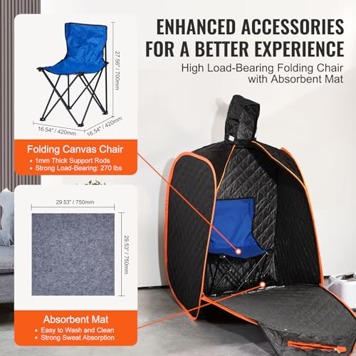 VEVOR Portable Steam Sauna Tent Personal Sauna Blanket Kit for Home Spa, Detoxify & Soothing Heated Body Therapy, Time & Temperature Remote Control with Floor Mat