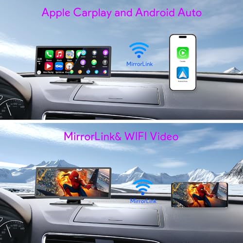 10.26" Wireless Carplay, Backup Camera, Blue-Tooth, GPS Navigation, Mirror Link, Fits All Vehicles