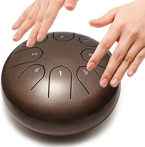 Steel Tongue Drum 6 Inch 8 Notes Hand Drums with Bag Sticks Music Book, Sound Healing Instruments for Musical Education Entertainment Yoga Chakra Gifts (Malachite)