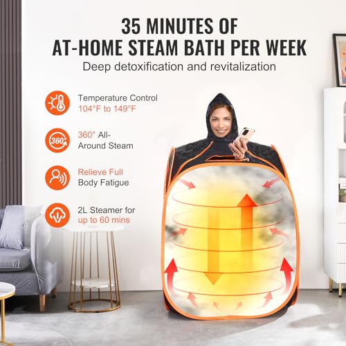 VEVOR Portable Steam Sauna Tent Personal Sauna Blanket Kit for Home Spa, Detoxify & Soothing Heated Body Therapy, Time & Temperature Remote Control with Floor Mat