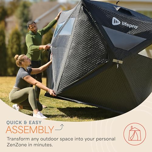 Lifepro Far Infrared Sauna Dome,Sauna Box and Sauna Tent - Portable Sauna For Home Provides Heated Detox and Supports Circulation and Recovery - Home Sauna - Wood Sauna Box with Bluetooth Sound System