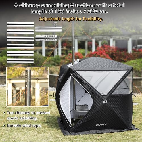 WillowyBe Portale Outdoor Sauna Set with Sauna Tent, Sauna Wood Stove, Sauna Stone for Dry Sauna, Cooking for Family and Friends