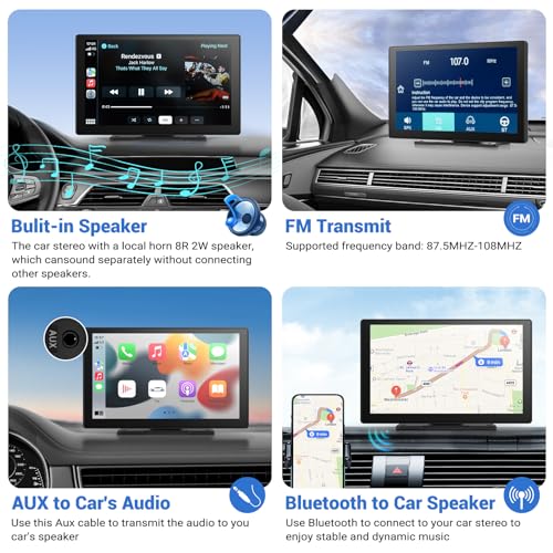Wireless Carplay, Android Auto, 4K Dash Cam, 1080p Backup Camera, Bluetooth, Stereo or FM Connectivity