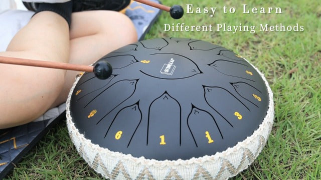 Steel Tongue Drum 11 Notes 6 Inches Steel Drum with Drum Bag, Music Book, Drum Mallets, Mallet Holder, Finger Picks and Stickers Tongue Drum for Yoga, Meditation, Prenatal Music Education
