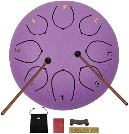 Steel Tongue Drum 11 Notes 6 Inches Steel Drum with Drum Bag, Music Book, Drum Mallets, Mallet Holder, Finger Picks and Stickers Tongue Drum for Yoga, Meditation, Prenatal Music Education