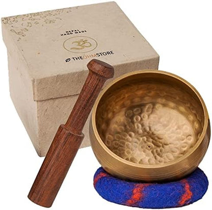 Ohm Store Tibetan Singing Bowl Set — Meditation Sound Bowl Handcrafted in Nepal for Yoga, Chakra Healing, Mindfulness, and Stress Relief — Unique Spiritual Gifts for Women and Men