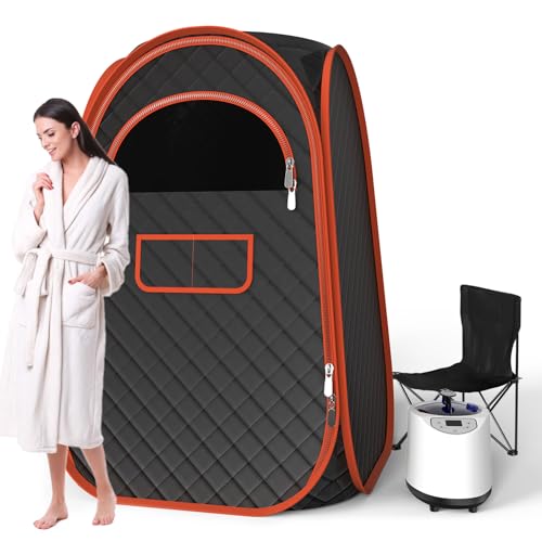 Portable Sauna Box, Portable Steam Sauna for Home with 2.6L Steamer, Remote Control, Portable Chair and Floor Mat, Full Body Personal Sauna Tent for Home Spa Relaxation, 9 Levels