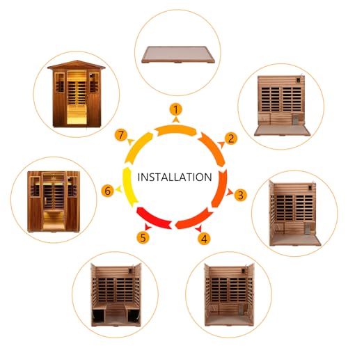 Outdoor Sauna 4 Person Low EMF Far Infrared Sauna for Home, 2,050W, Mahogany Wooden, for Indoor and Outdoor Home Sauna with Bluetooth, LCD, LED