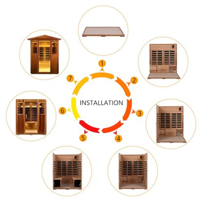 Outdoor Sauna 4 Person Low EMF Far Infrared Sauna for Home, 2,050W, Mahogany Wooden, for Indoor and Outdoor Home Sauna with Bluetooth, LCD, LED