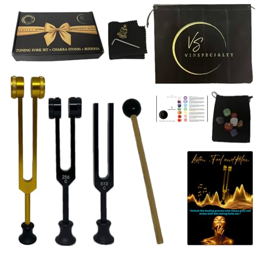 Tuning Forks for Healing Set 128/256/512Hz - Sound Healing Instruments - Sound Therapy - Tuning Fork Set - Chakra Tuning Forks -Tuning Fork Medical (Reduce Pain & Stress) - Diapason