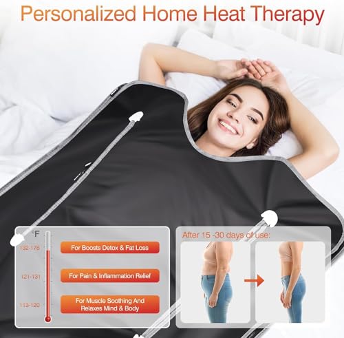Sauna Blanket for Home Use, Portable Design for Relaxation and Detoxification Highest 176℉, 20-60 Minutes Timer, 6 ft x 2.65 ft