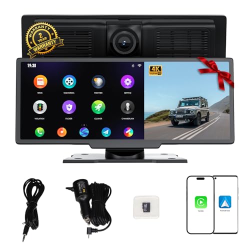10.26" Wireless Carplay, Backup Camera, Blue-Tooth, GPS Navigation, Mirror Link, Fits All Vehicles