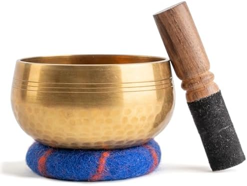 Ohm Store Tibetan Singing Bowl Set — Meditation Sound Bowl Handcrafted in Nepal for Yoga, Chakra Healing, Mindfulness, and Stress Relief — Unique Spiritual Gifts for Women and Men