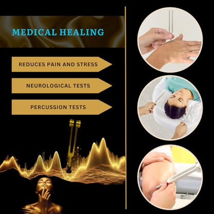Tuning Forks for Healing Set 128/256/512Hz - Sound Healing Instruments - Sound Therapy - Tuning Fork Set - Chakra Tuning Forks -Tuning Fork Medical (Reduce Pain & Stress) - Diapason