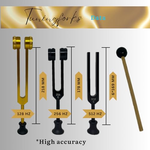 Tuning Forks for Healing Set 128/256/512Hz - Sound Healing Instruments - Sound Therapy - Tuning Fork Set - Chakra Tuning Forks -Tuning Fork Medical (Reduce Pain & Stress) - Diapason