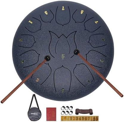 Steel Tongue Drum 11 Notes 6 Inches Steel Drum with Drum Bag, Music Book, Drum Mallets, Mallet Holder, Finger Picks and Stickers Tongue Drum for Yoga, Meditation, Prenatal Music Education