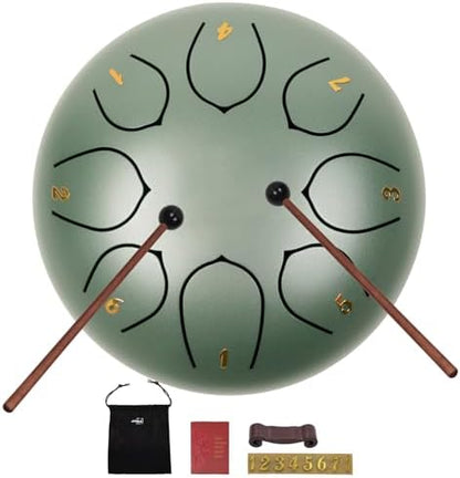Steel Tongue Drum 11 Notes 6 Inches Steel Drum with Drum Bag, Music Book, Drum Mallets, Mallet Holder, Finger Picks and Stickers Tongue Drum for Yoga, Meditation, Prenatal Music Education