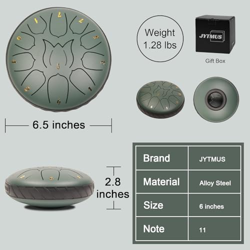 Steel Tongue Drum 11 Notes 6 Inches Steel Drum with Drum Bag, Music Book, Drum Mallets, Mallet Holder, Finger Picks and Stickers Tongue Drum for Yoga, Meditation, Prenatal Music Education