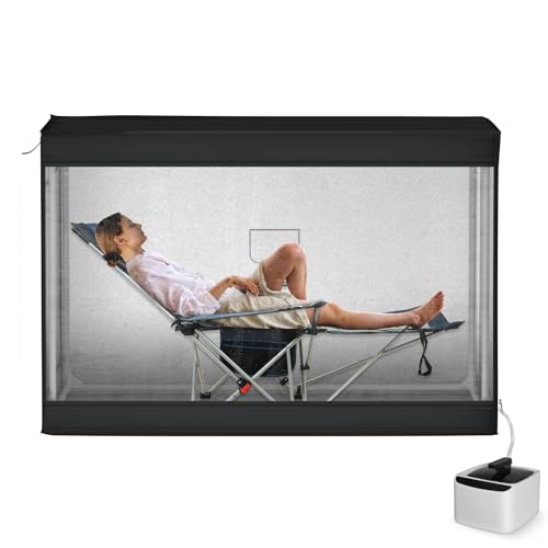 TOREAD Portable Sauna for Home, Full Body Lying Sauna Tent with Reclining Sauna Chair, 1-2 Person Sauna Tent with 4L 1400W Steam Generator and Remote Control (Black)