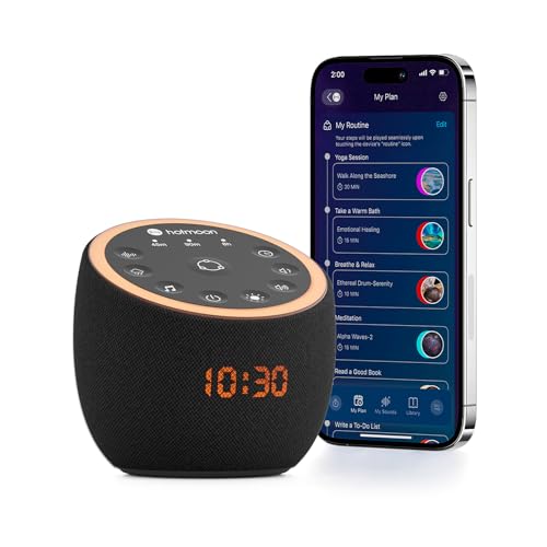 Hotmoon Sound Machine, Cocoon Pro White Noise Sound Machine with 361 Sounds for Baby Adult, Night Light, Sleeping Timer, App Control, DIY Sound Machine, Home Office Yoga, Noise Machine Gift