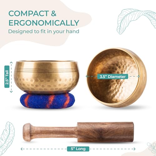 Ohm Store Tibetan Singing Bowl Set — Meditation Sound Bowl Handcrafted in Nepal for Yoga, Chakra Healing, Mindfulness, and Stress Relief — Unique Spiritual Gifts for Women and Men