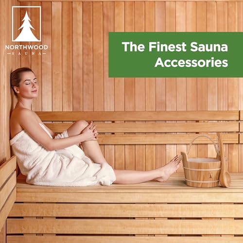 Sauna Bucket and Ladle Set - Handmade from Canadian Red Cedar Wood - Natural Rope Handle - 1 Gallon (4 Liters) Water Capacity