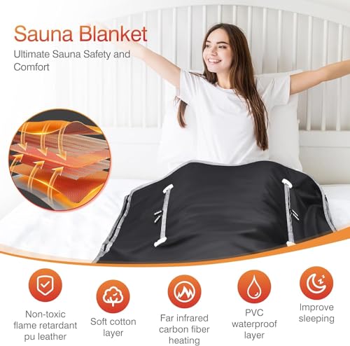 Sauna Blanket for Home Use, Portable Design for Relaxation and Detoxification Highest 176℉, 20-60 Minutes Timer, 6 ft x 2.65 ft