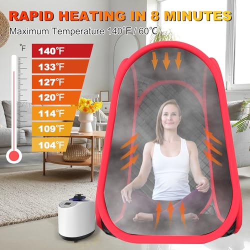 Portable Sauna Box, Portable Steam Sauna for Home with 2.6L Steamer, Remote Control, Portable Chair and Floor Mat, Full Body Personal Sauna Tent for Home Spa Relaxation, 9 Levels
