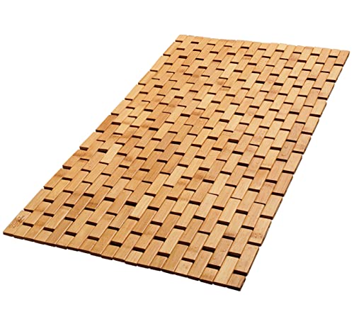 ZPirates Bamboo Bath Mat [16 x 27] Inches for Bathroom and Sauna Floors, Bathtub and Hot Tub Steps Patio and Shower Doors