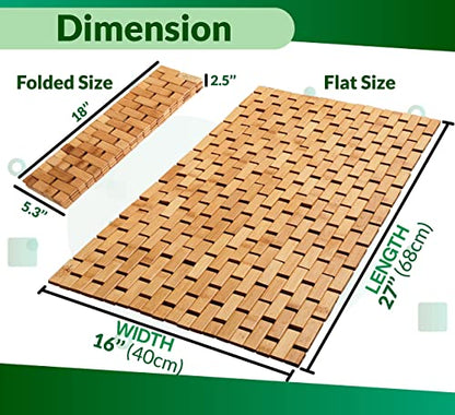 ZPirates Bamboo Bath Mat [16 x 27] Inches for Bathroom and Sauna Floors, Bathtub and Hot Tub Steps Patio and Shower Doors