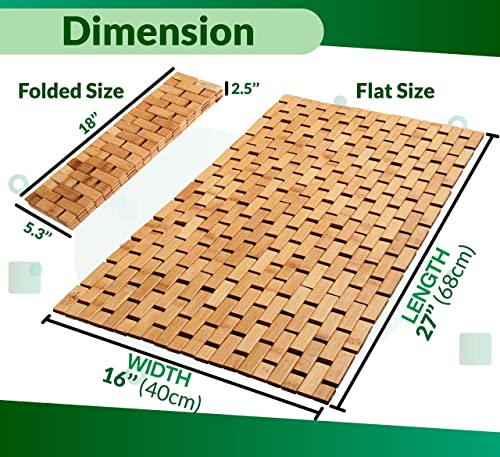 ZPirates Bamboo Bath Mat [16 x 27] Inches for Bathroom and Sauna Floors, Bathtub and Hot Tub Steps Patio and Shower Doors