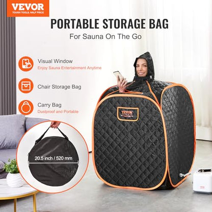 VEVOR Portable Steam Sauna Tent Personal Sauna Blanket Kit for Home Spa, Detoxify & Soothing Heated Body Therapy, Time & Temperature Remote Control with Floor Mat