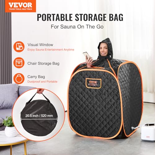 VEVOR Portable Steam Sauna Tent Personal Sauna Blanket Kit for Home Spa, Detoxify & Soothing Heated Body Therapy, Time & Temperature Remote Control with Floor Mat