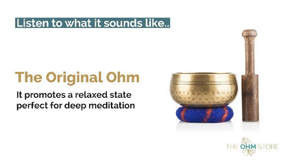 Ohm Store Tibetan Singing Bowl Set — Meditation Sound Bowl Handcrafted in Nepal for Yoga, Chakra Healing, Mindfulness, and Stress Relief — Unique Spiritual Gifts for Women and Men