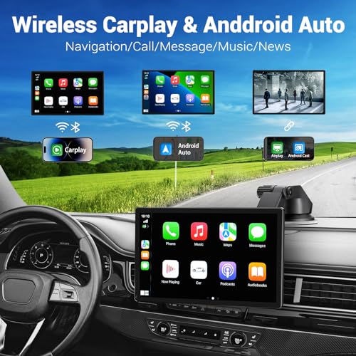 Wireless Carplay, Android Auto, 4K Dash Cam, 1080p Backup Camera, Bluetooth, Stereo or FM Connectivity