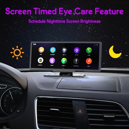 10.26" Wireless Carplay, Backup Camera, Blue-Tooth, GPS Navigation, Mirror Link, Fits All Vehicles